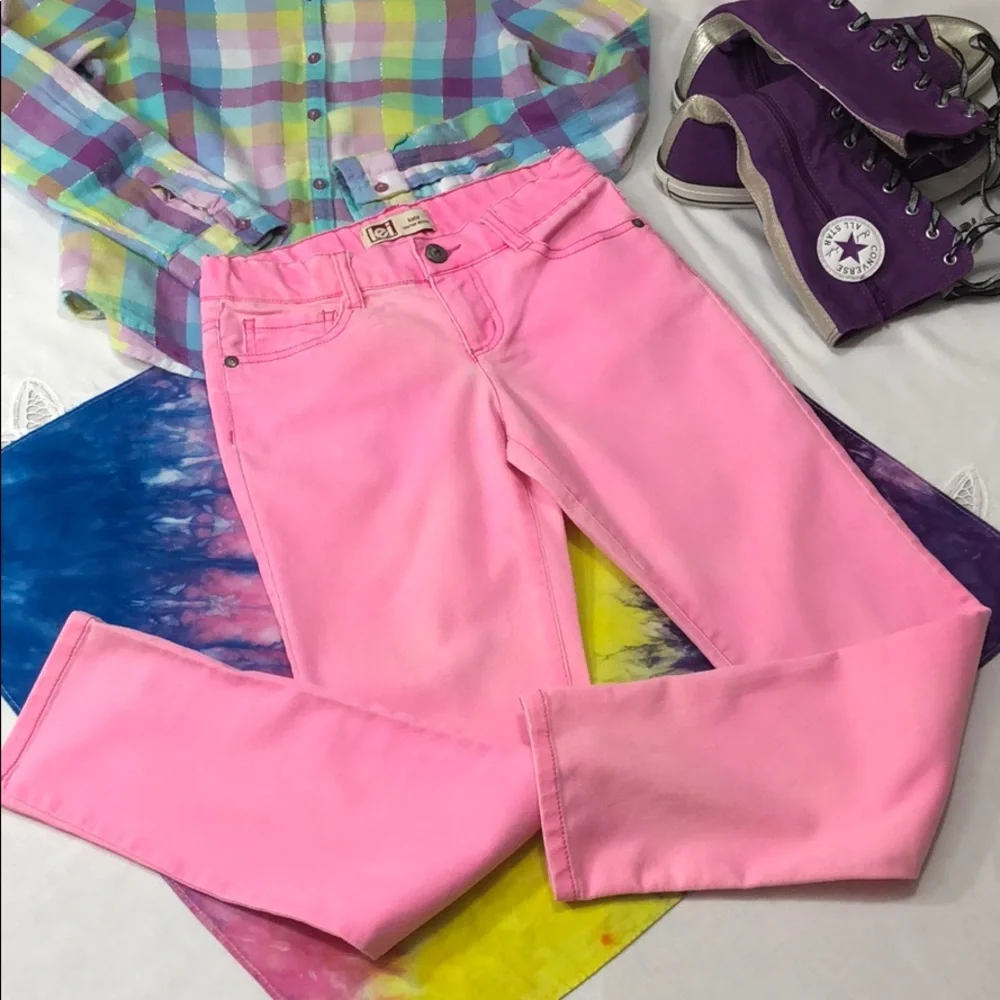 L.E.I. Pink Kate Lowrise Skinny Jeans Girls 10 R school play casual